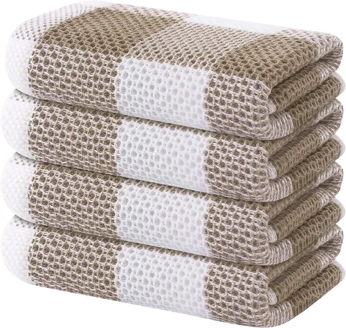 Miniatura 42 de Homaxy Paños de cocina 100% algodón, tejido gofre a cuadros, 12 x 12 pulgadas, toallas para platos súper suaves y absorbentes, de secado rápido