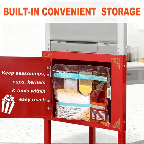 Miniatura 4 de Máquina comercial para hacer palomitas de maíz, carrito profesional de 28 onzas con hervidor de agua, máquina de palomitas de maíz vintage
