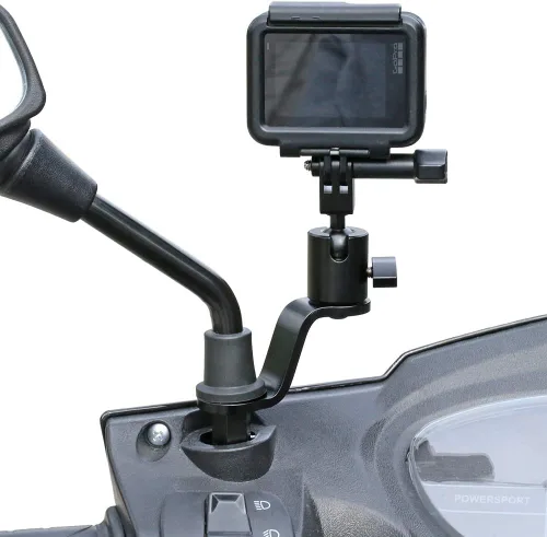 Miniatura 2 de Soporte de aluminio para espejo retrovisor de motocicleta compatible con GoPro Hero 13/12/11/10/9/8/7/6 (2018)/5 negro APEMAN AKASO TENKER Campark