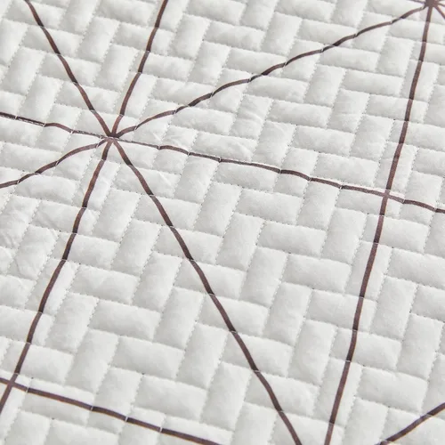 Miniatura 8 de Juego de edredón reversible de 3 piezas, cuadriculado blanco y gris, tamaño king 102 x 88 pulgadas, suave microfibra ligera, colcha de verano