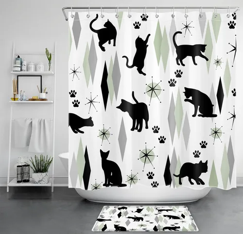 Miniatura 31 de EOBTAIN Cortina de ducha floral zen, lirio de agua blanca, mariposa y piedra zen gris, cortinas de ducha para baño, plantas, naturaleza, espiritual