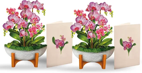 Miniatura 17 de Freshcut Paper Tarjetas desplegables, Serenity Orchid, ramo de flores eternas Forever Flower de tamaño real de 12 pulgadas, tarjeta de felicitación