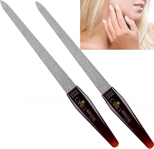 Miniatura 8 de CS16 Lima de uñas de metal zafiro para uñas naturales de uñas y pies, 3.5 pulgadas, doble cara gruesa y fina para manicura y pedicura
