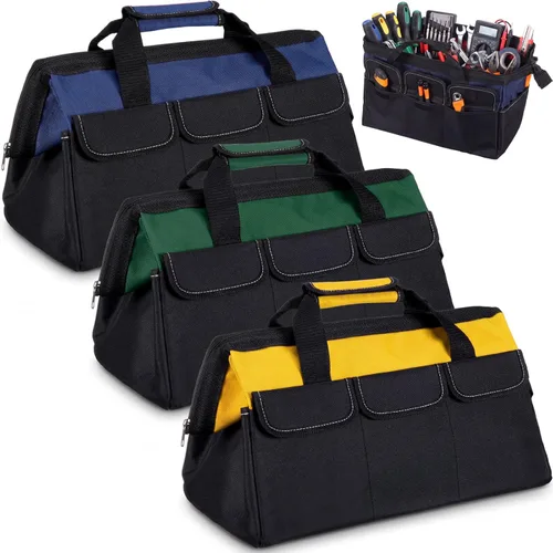 Miniatura 22 de Sanwuta - Paquete de 3 bolsas para herramientas, alta resistencia, fondo rígido impermeable, boca ancha, para electricista, carpintero, mecánico, 13