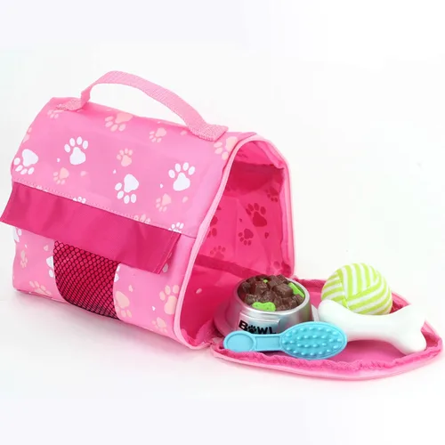 Miniatura 3 de Sophia's Juego de accesorios y accesorios dorados de felpa con correa, tazón de comida, cepillo, bola, hueso, cama, manta y transportador