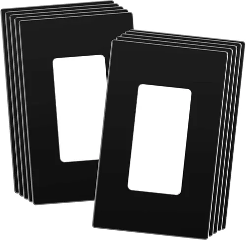 ENERLITES SI8831-BK-10PCS- Tapa de tomacorriente decorativa sin tornillos apta niños, 1 toma, 4.68 x 2.93 pulgadas (alto x largo), policarbonato