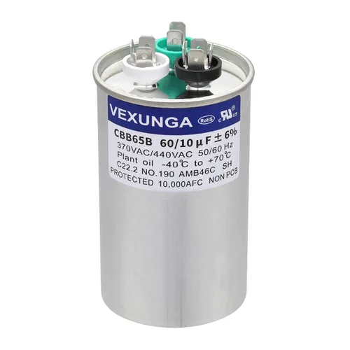 Miniatura 71 de VEXUNGA - 25/5 uF 25+5 MFD 370V o 440V Condensadores redondos de arranque dual 25 5 uF 370 440 Volt VAC CBB65 Condensadores para acondicionador