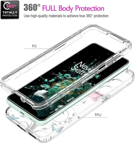 Miniatura 3 de Funda para OnePlus 10T/OnePlus Ace Pro CPH2415 con protector de pantalla de vidrio templado, cuerpo completo transparente con protección de diseño