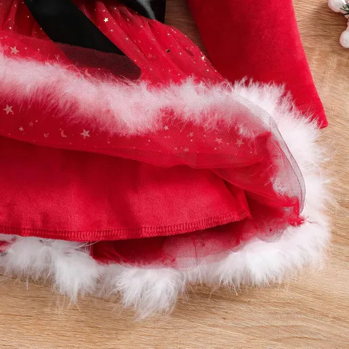 Miniatura 4 de Conjunto de diademas de vestido de princesa de forro polar de Navidad para niñas pequeñas, trajes de otoño para niñas pequeñas