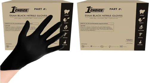 Miniatura 8 de 1st Choice Guantes de Nitrilo Negros Desechables Sin Látex - Guantes Negros de Grado de Examen para Cocina, Médico, Dental, Limpieza - 4 mil