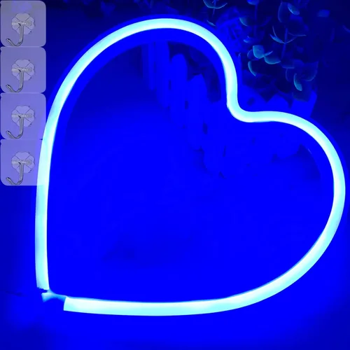 Miniatura 3 de Luces en forma de corazón, luz de neón de corazón azul, luces de corazón de San Valentín, luces de corazón enchufables, luces LED de San Valentín