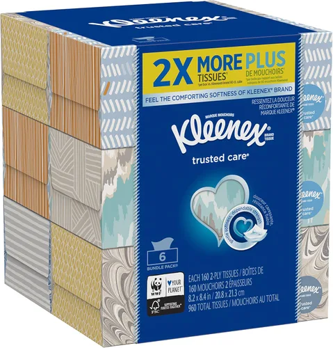 Miniatura 8 de Kleenex Pañuelos 230 unidades, 460 pañuelos faciales en total, 2 capas, paquete de 2 Azul