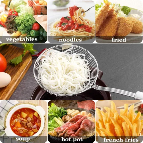 Miniatura 7 de Colador Espumadera de Araña, Swify Cuchara Coladora Asiática de Acero Inoxidable con Mango para Freidora Profunda de Cocina, Pasta, Espaguetis