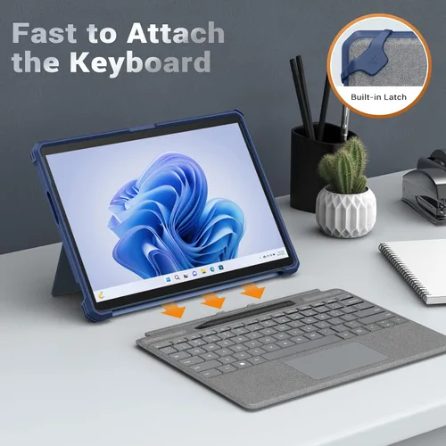 Miniatura 6 de MoKo Funda compatible con Microsoft Surface Pro 11, Surface Pro 10, Surface Pro 9 de 13 pulgadas, funda protectora resistente todo en uno con correa