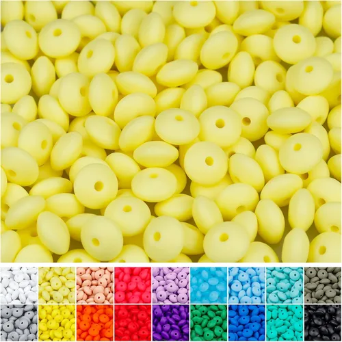 Miniatura 8 de 180 piezas FIVEIZERO cuentas de lenteja de silicona, cuentas focales de ábaco de silicona de 12 mm a granel cuentas sueltas de color para pulseras