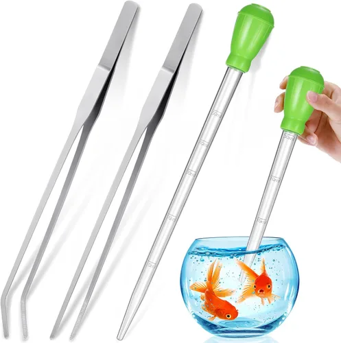 Miniatura 7 de Weewooday Comedero de coral para acuario con 2 pinzas largas de alimentación de acero inoxidable, jeringa, alimentador de coral, herramientas