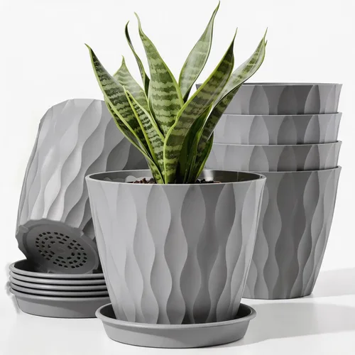 Miniatura 4 de 6 Pack Plant Pots with Drainage Holes, 4 Inch Plastic Indoor Flower Pots, Succulent Pots for Orchids, Violets, Succulents, Herbs and Other Small