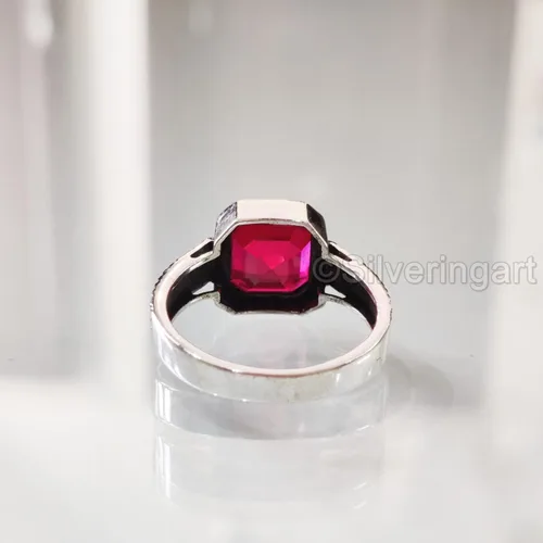 Miniatura 9 de Natural Ruby Ring, Ruby Mens Heavy Ring, July Birthstone, Oxidized, 925 Sterling Silver, Signet Ring, Christmas, Thanksgiving, Handmade, Statement