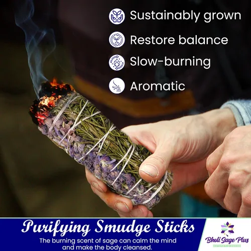 Miniatura 4 de Kit de manchas de salvia para la limpieza de energía negativa, hogar y creación de la energía de la felicidad, palitos de salvia con romero