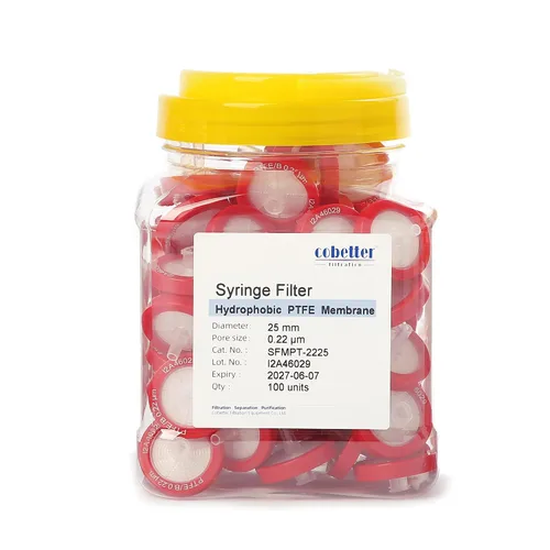 Miniatura 17 de Paquete de 100 Filtros de Jeringa PTFE para Laboratorio Filtros de Filtración Hidrofóbica Tamaño de Poro 0.22μm Diámetro 13mm No estéril Rojo
