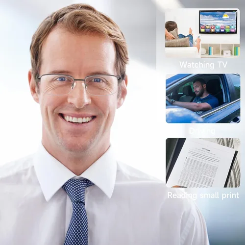 Miniatura 6 de Missfive Paquete de 2 lentes de lectura bifocales premium para hombres con bloqueo de luz azul, lectores de computadora con montura de metal sin
