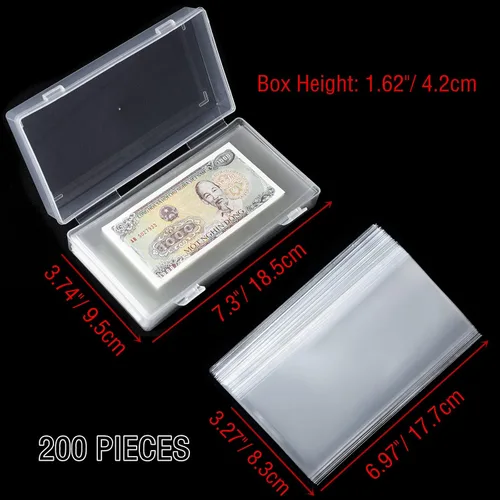 Miniatura 2 de Ettonsun 200 fundas para billetes de dólar, fundas para billetes de dólar, fundas para monedas, protector de billetes de dólar transparente, fundas