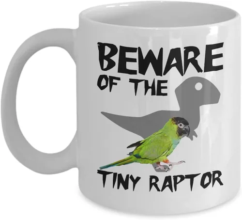 Nanday - Taza de periquito, regalos para él, ella, hombres, mujeres, loro, mamá, papá, amigos, conure negro con capucha negra, pequeño raptor,