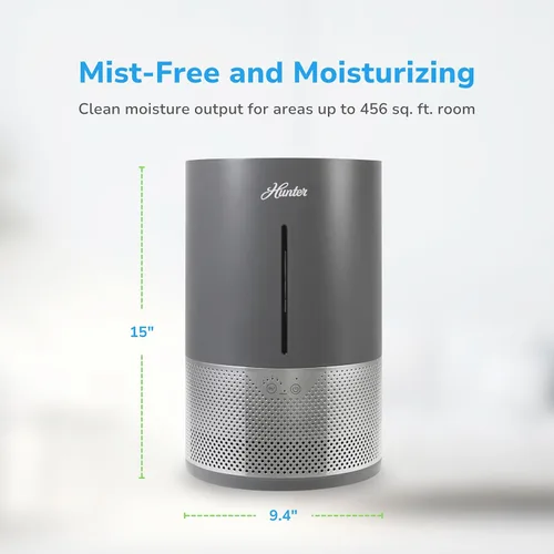 Miniatura 5 de HHE150 Hunter Aspire 4.8L Humidificador evaporativo con filtro PermaWick (4.8L) – Elimina contaminantes y polvo blanco para limpiar la niebla