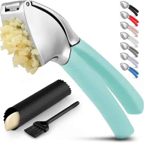 Miniatura 9 de Zulay Kitchen Comfort Grip Prensa de ajos, herramienta para picar ajos, trituradora de ajos, prensa de ajo a prueba de óxido, con mango ergonómico