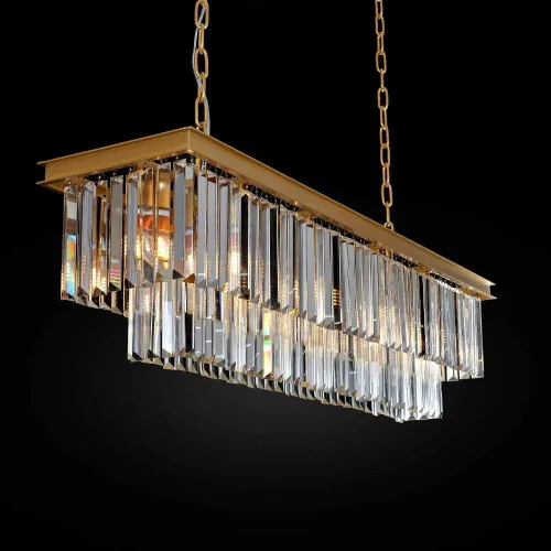 Miniatura 8 de Lámpara de Araña Moderna de Cristal K9, Luminaria Colgante de Techo Rectangular con 8 Luces para Comedor y Cocina, Acabado en Cromo, L33.5 Pulgadas
