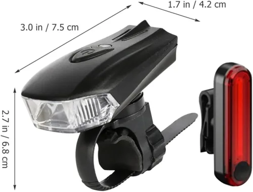 Miniatura 2 de Zerodeko USB Rechargeable Bike Light Set with Waterproof Front Handlebar Lamp and Red Rear Taillight, Portable Cycling Headlights for Outdoor Night