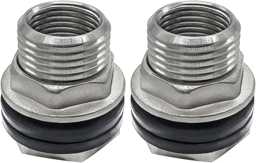 Miniatura 8 de Beduan 1 NPS macho a 3/4 NPT hembra de acero inoxidable mamparo conector de tanque de agua a granel para barril de tanque de agua (paquete de 1)