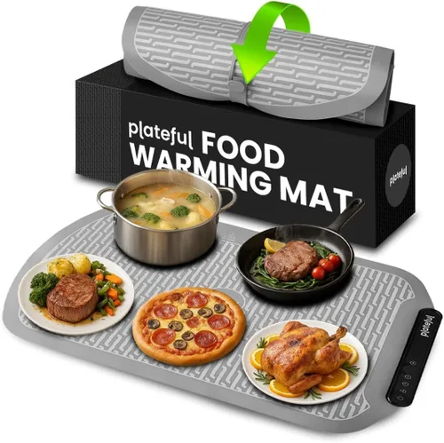 Plateful Tapete de calentamiento para alimentos – Tapete de calentamiento de alimentos para fiestas de bufés, bandejas de calefacción