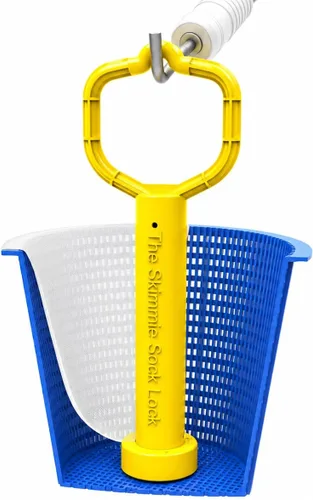 Skimmie Sock Lock - Máxima comodidad de limpieza de piscinas: mango extraíble para calcetines Skimmer mantiene los desechos dentro, incluso cuando