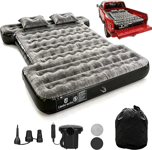 Umbrauto Truck Bed Air Mattress| Inflatable Pickup Camping Airbed for 5.5-5.8ft Full Size Short Truck Bed| Road Trip Sleeping Pad with Pump for