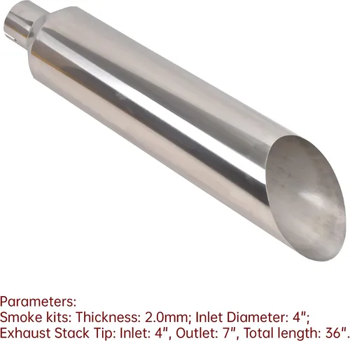 Miniatura 4 de 4 Pulgadas Turbo Doble Tubo de Escape Diesel con Sistema de Pila de Escape T, 2 Piezas, Entrada de 4 Pulgadas, Salida de 7 Pulgadas, Puntas de Pila