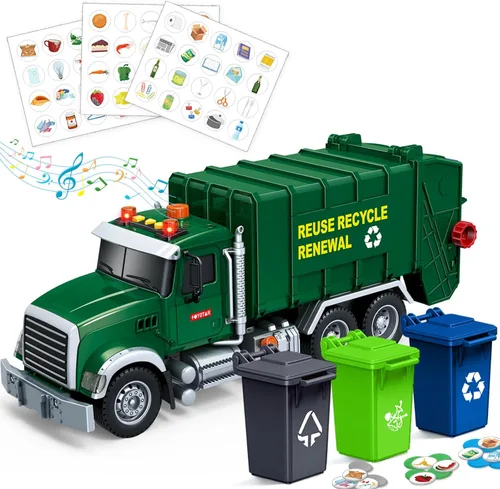 Miniatura 8 de Bstoyder Juguetes para niños de 3, 4, 5, 6, 7, 8 años, camión volquete grande con luces, sonidos, camión de fricción azul para niños y niñas