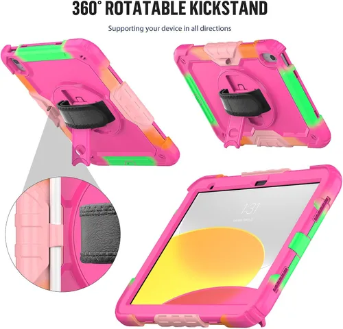 Miniatura 6 de Sibeitu Funda para iPad de 11ª (A16) 2025 y 10ª generación para niñas y mujeres, color rosa preppy de 10.9 pulgadas 2022, funda resistente para iPad