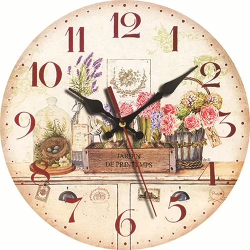 Miniatura 22 de Reloj de pared redondo de madera de 12 pulgadas, silencioso, sin tictac, de cuarzo, funciona con pilas, para oficina, cocina, dormitorio, aula