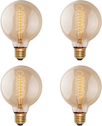Bombillas Edison G25 (G80), bombilla incandescente retro de 60 W, base mediana E26, 240 lúmenes, 2100 K, blanco cálido, luz regulable para el hogar,