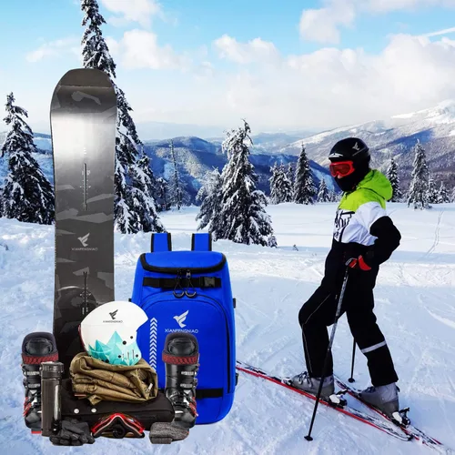 Miniatura 7 de Bolsa para botas de esquí, mochila de viaje de 50 l impermeable para botas de snowboard, casco de esquí, lentes de protección, guantes, esquís