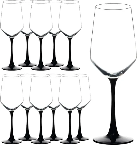 Miniatura 13 de YANGNAY Copas de vino (juego de 12, 13 onzas), copas de vino transparentes para vino tinto o blanco, borde liso, aptas para lavavajillas
