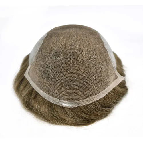 Miniatura 4 de Toupee para hombres Cabello humano real francés encaje sistema de reemplazo de encaje frontal nudo blanqueado para hombre Toupee Hair Pieces Natural