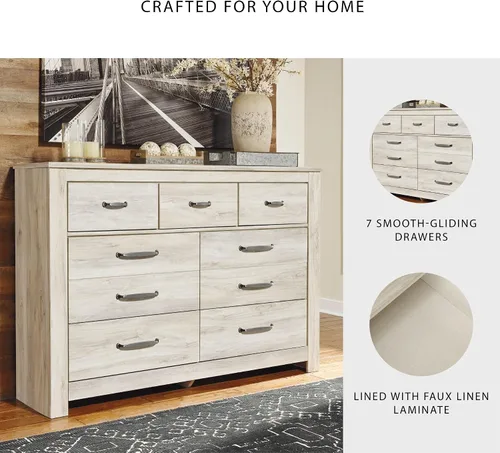 Miniatura 5 de Signature Design by Ashley Bellaby Farmhouse - Cómoda de 7 cajones, color blanco lavado