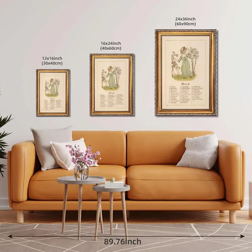 Miniatura 3 de Vintage Framed Woman with Flowers Wall Art, Canvas Print Oil Paintings Reproduction World Classics, Retro Style Poster Painting Pictures, Cute Home
