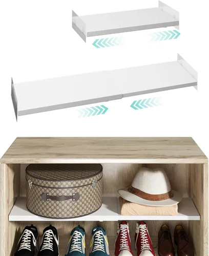Miniatura 9 de Organizador de estante extensible para armario, 17 ~ 31.5 x 11.8 pulgadas Estante ajustable de metal resistente, para armarios, despensa, armario