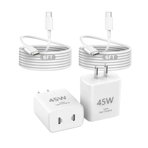 Miniatura 10 de Cargador rápido para iPhone, cargador para iPhone 14 [certificado MFi] de 40 W, bloque de cargador de pared plegable de doble puerto USB-C rápido