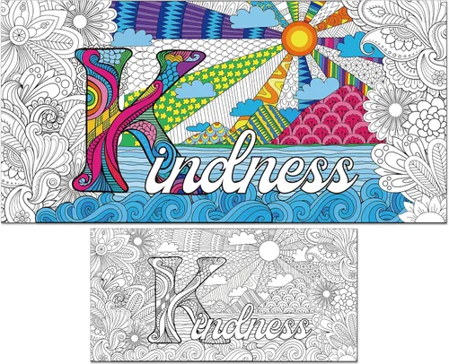 Miniatura 6 de Naozinebi Pósteres de mandala gigante para colorear, grandes carteles motivacionales para colorear con texto en inglés "Follow Your Dreams", mantel