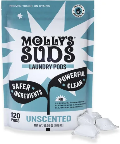 Miniatura 10 de Molly's Suds Cápsulas de detergente para ropa Detergente limpio para pieles sensibles Ultra concentrado y combate las manchas Menta - 60
