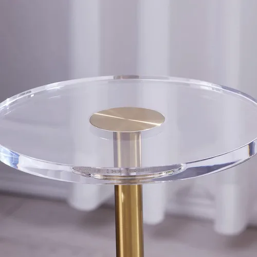 Miniatura 8 de Mesa auxiliar de acrílico para muebles, mesa auxiliar redonda pequeña transparente para sala de estar, dormitorio, oficina, mesita de noche moderna